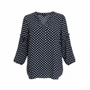 Talbots Women's Polka Dot Navy Blouse Plus 1X Business Casual Career